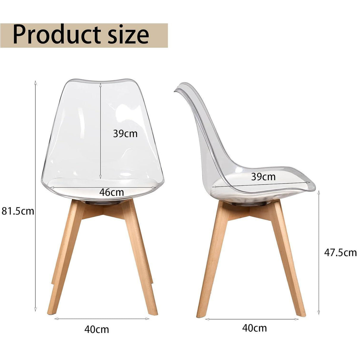 8 Moderne Transparente Esszimmerstühle mit Kissen – Weiß