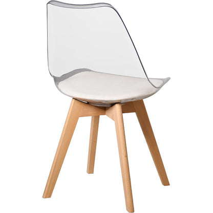 8 Moderne Transparente Esszimmerstühle mit Kissen – Weiß