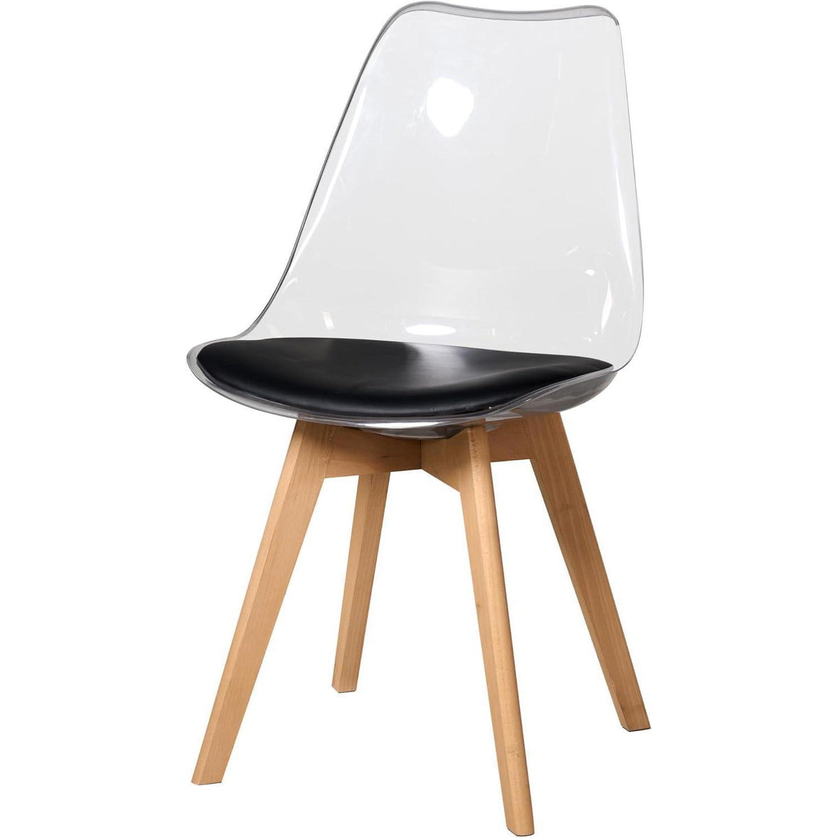 8 Moderne Transparente Esszimmerstühle mit Kissen & Holzbeine