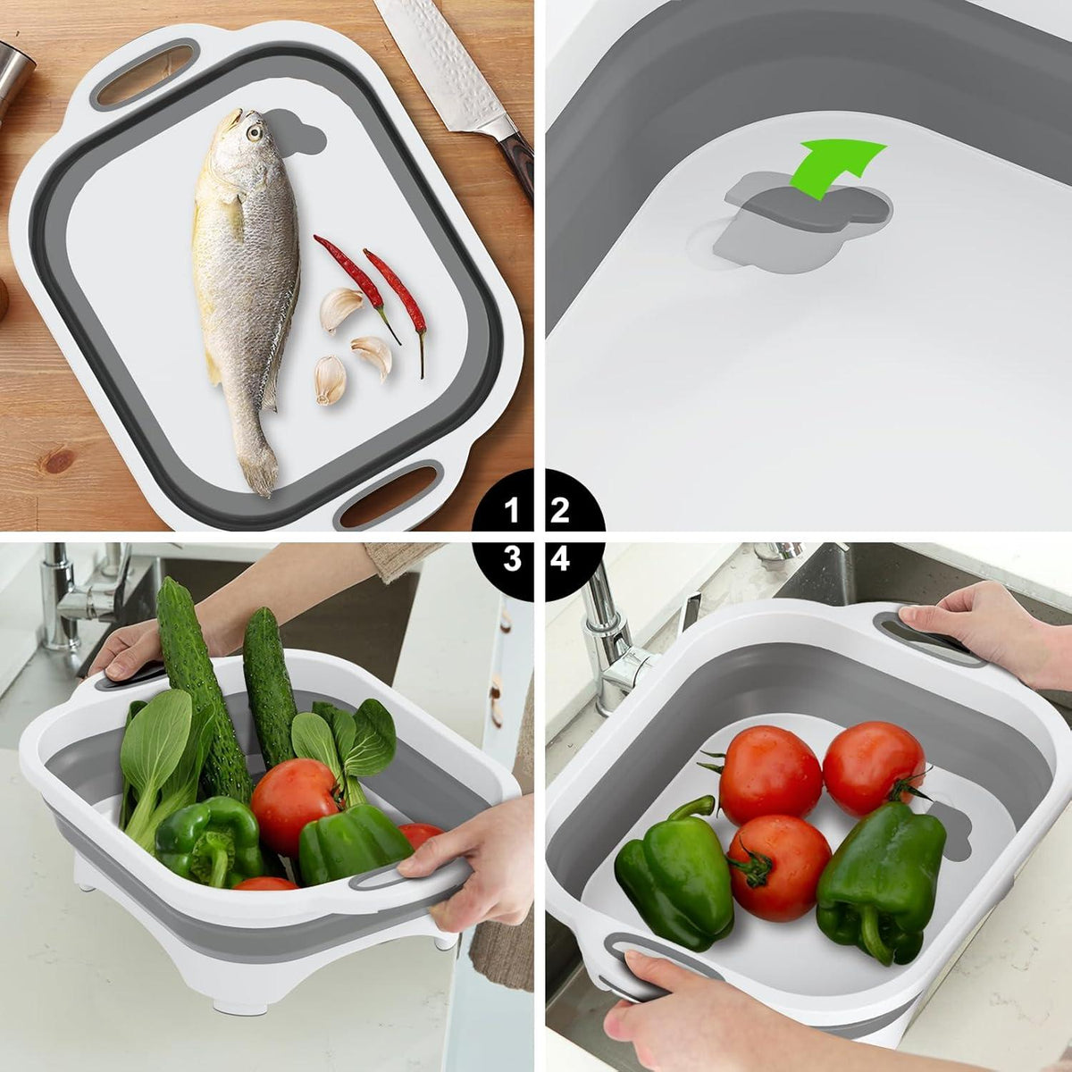 Camping Schneidebrett faltbar 3-in-1 Multifunktion Messer Obst Gemüse