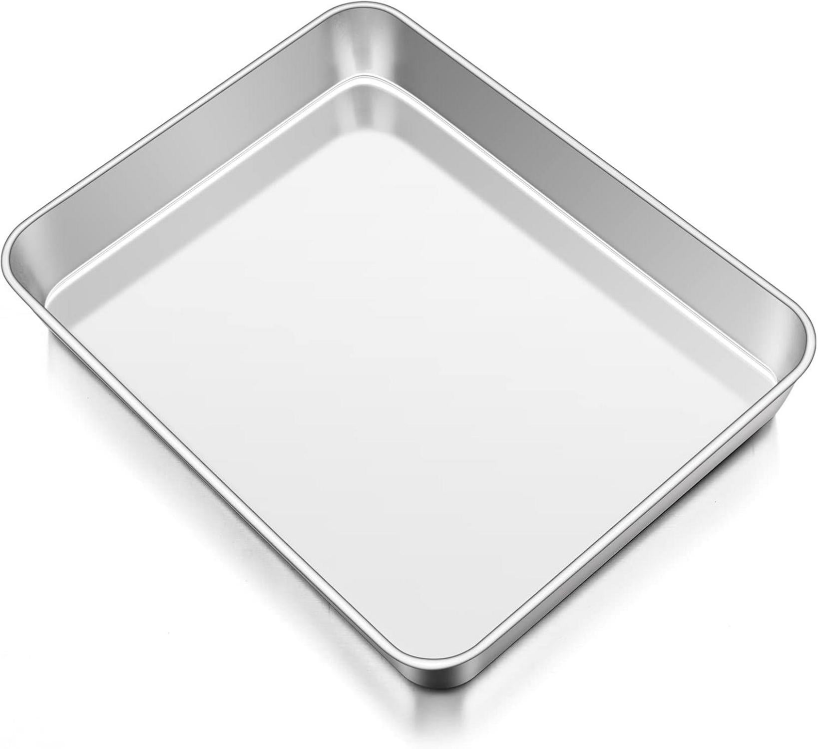 FUNSUEI 3er Set Auflaufform Edelstahl 32x22x7cm – Rechteckige Backform Für Ofen, Kuchen & Lasagne