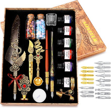 Schreibfeder Tinten Set mit Leder Notizbuch und Quill Stift