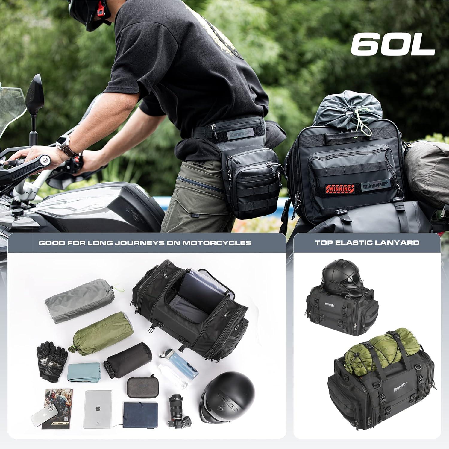 Motorrad Hecktasche 40-60L erweiterbar wasserdicht Schwarz