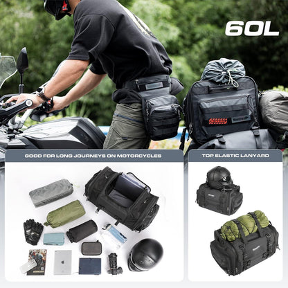 Motorrad Hecktasche 40-60L erweiterbar wasserdicht Schwarz