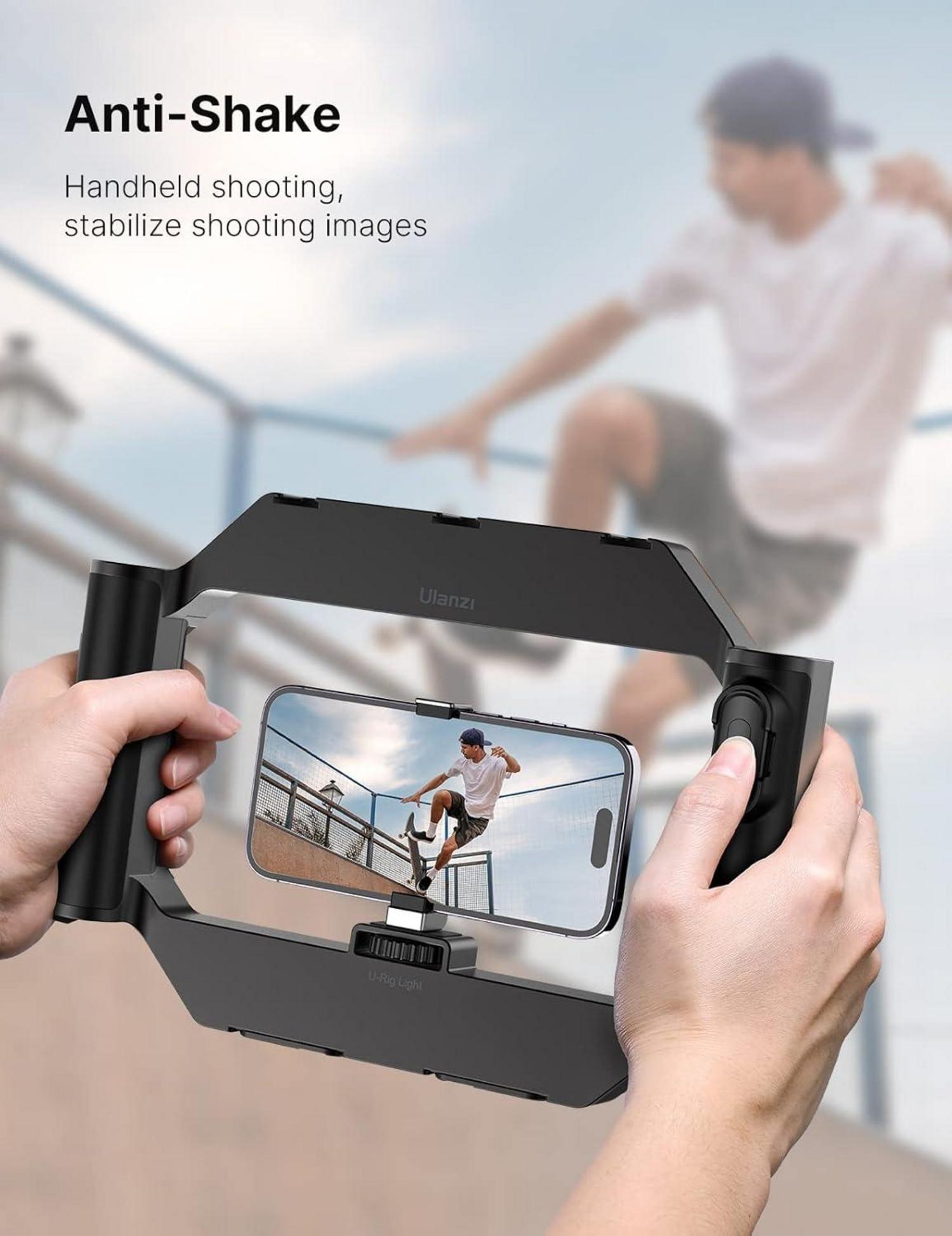 Smartphone Video Rig mit Licht dimmbar 2500K-9000K Fernbedienung