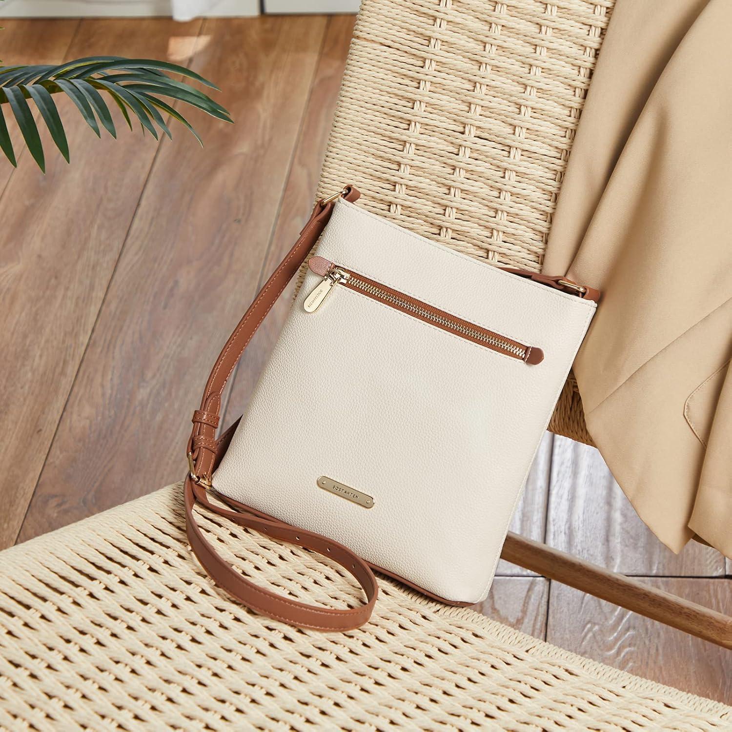 BOSTANTEN Umhängetasche Damen Crossbody Schultertasche Beige Braun