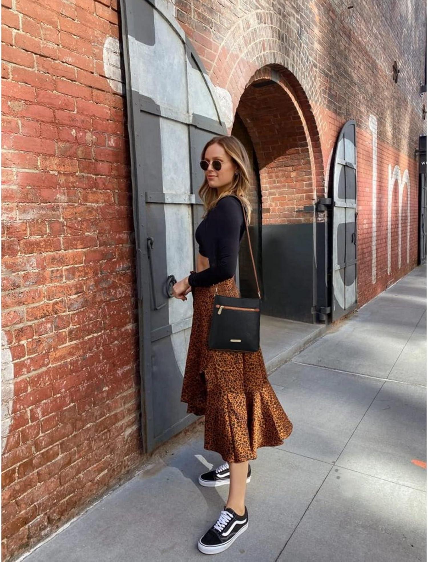 BOSTANTEN Umhängetasche Damen Elegant Schwarz Braun Vegan