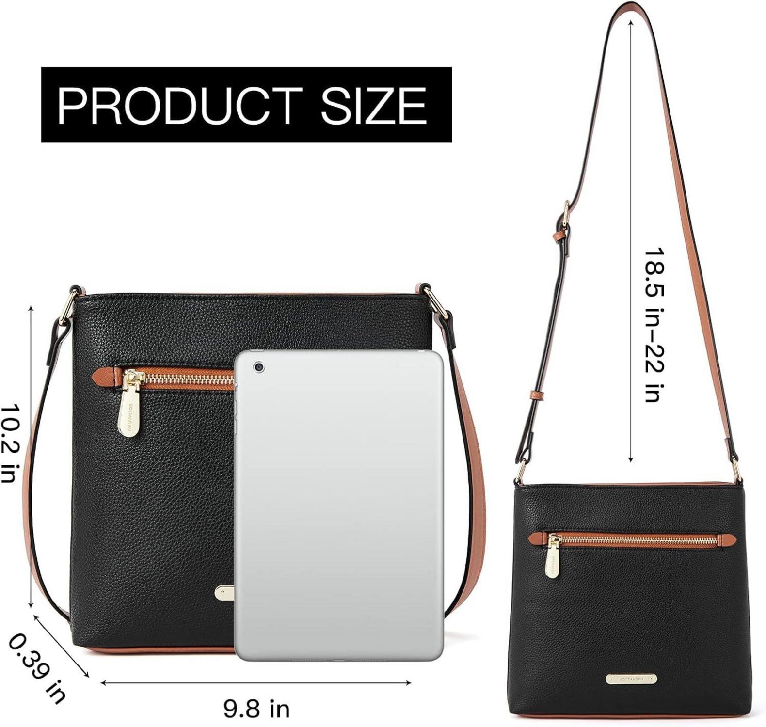 Damen Umhängetasche Schwarz Braun Leder Elegant Crossbody