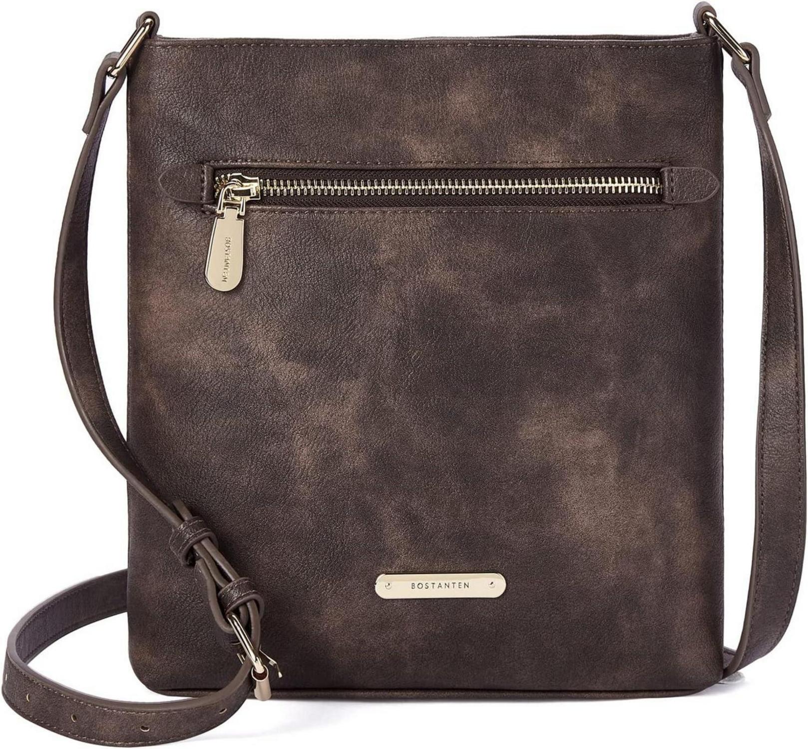 BOSTANTEN Umhängetasche Damen Leder Crossbody Elegant Kaffee
