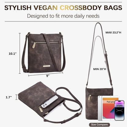 BOSTANTEN Umhängetasche Damen Leder Crossbody Elegant Kaffee