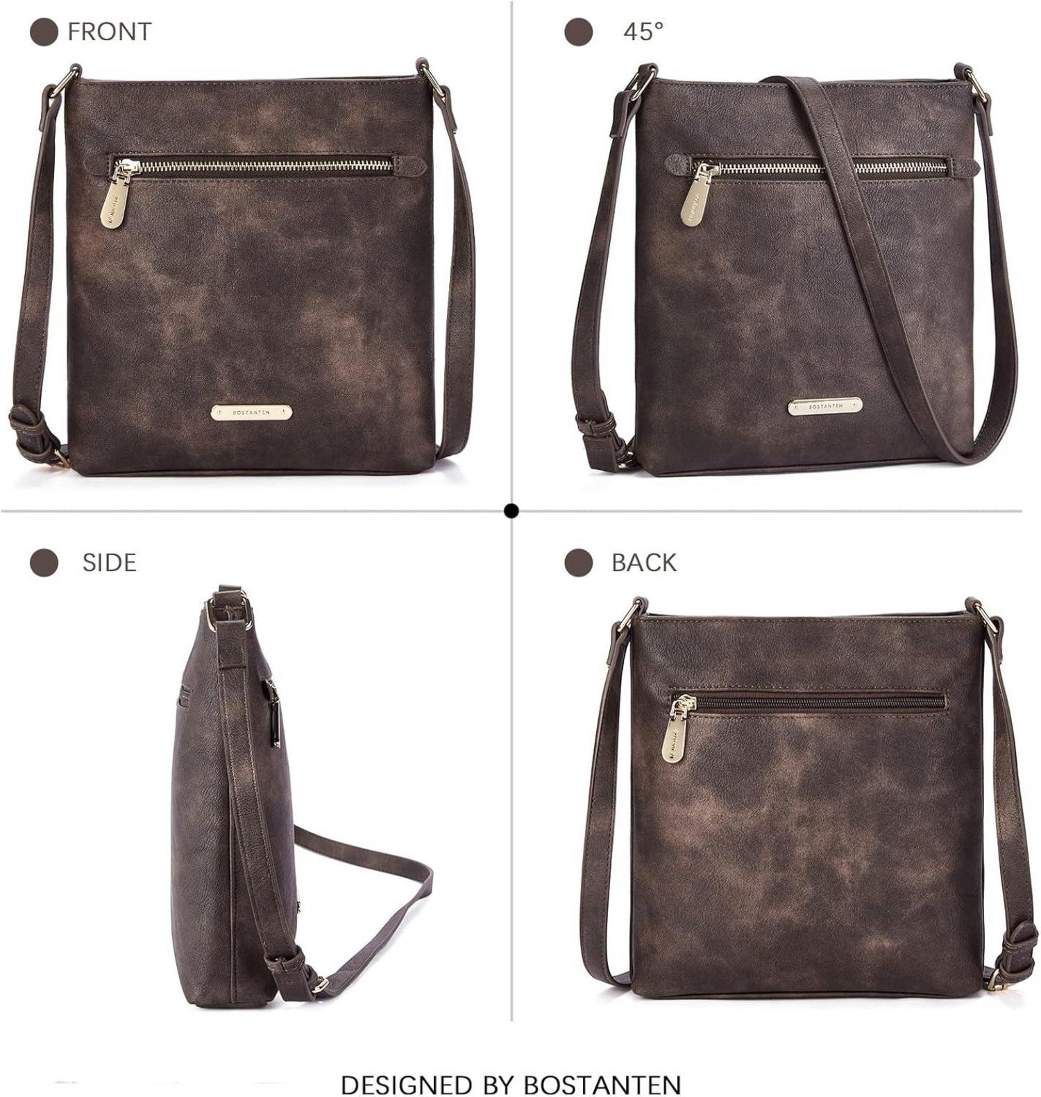 Damen Umhängetasche Mittelgroß PU Leder Crossbody Kaffee