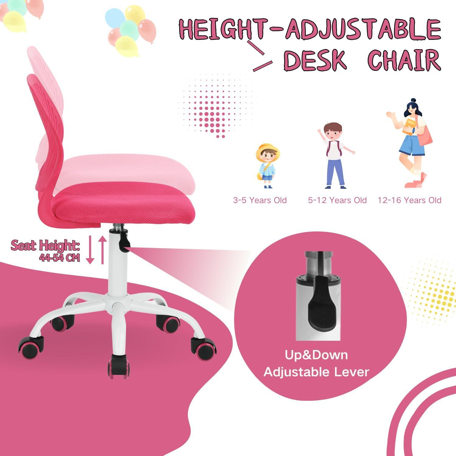 Bürostuhl Homy Casa höhenverstellbar Stoffsitz ergonomisch Rosa