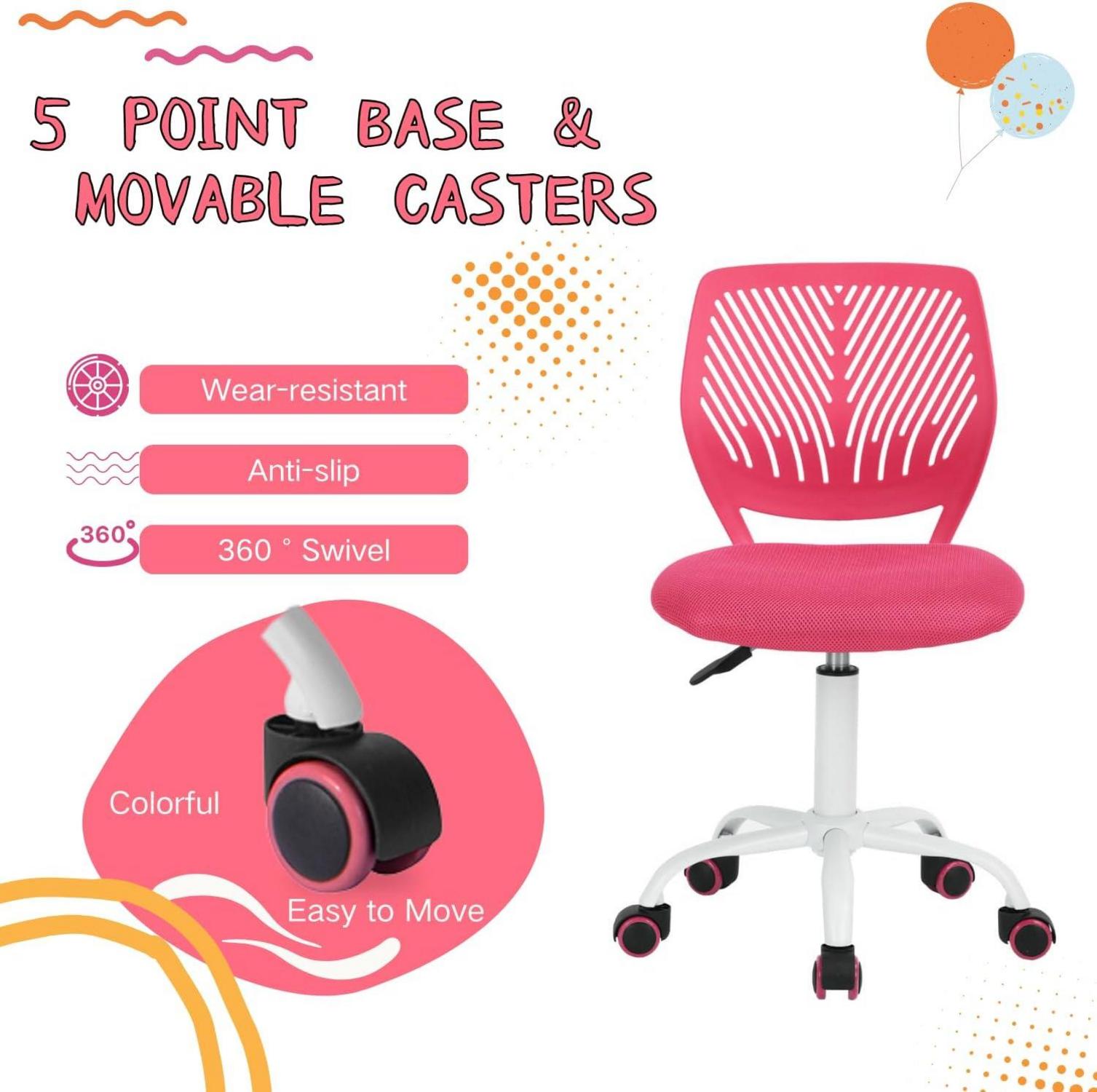 Homy Casa Schreibtischstuhl Rosa ergonomisch verstellbar Stoffsitz
