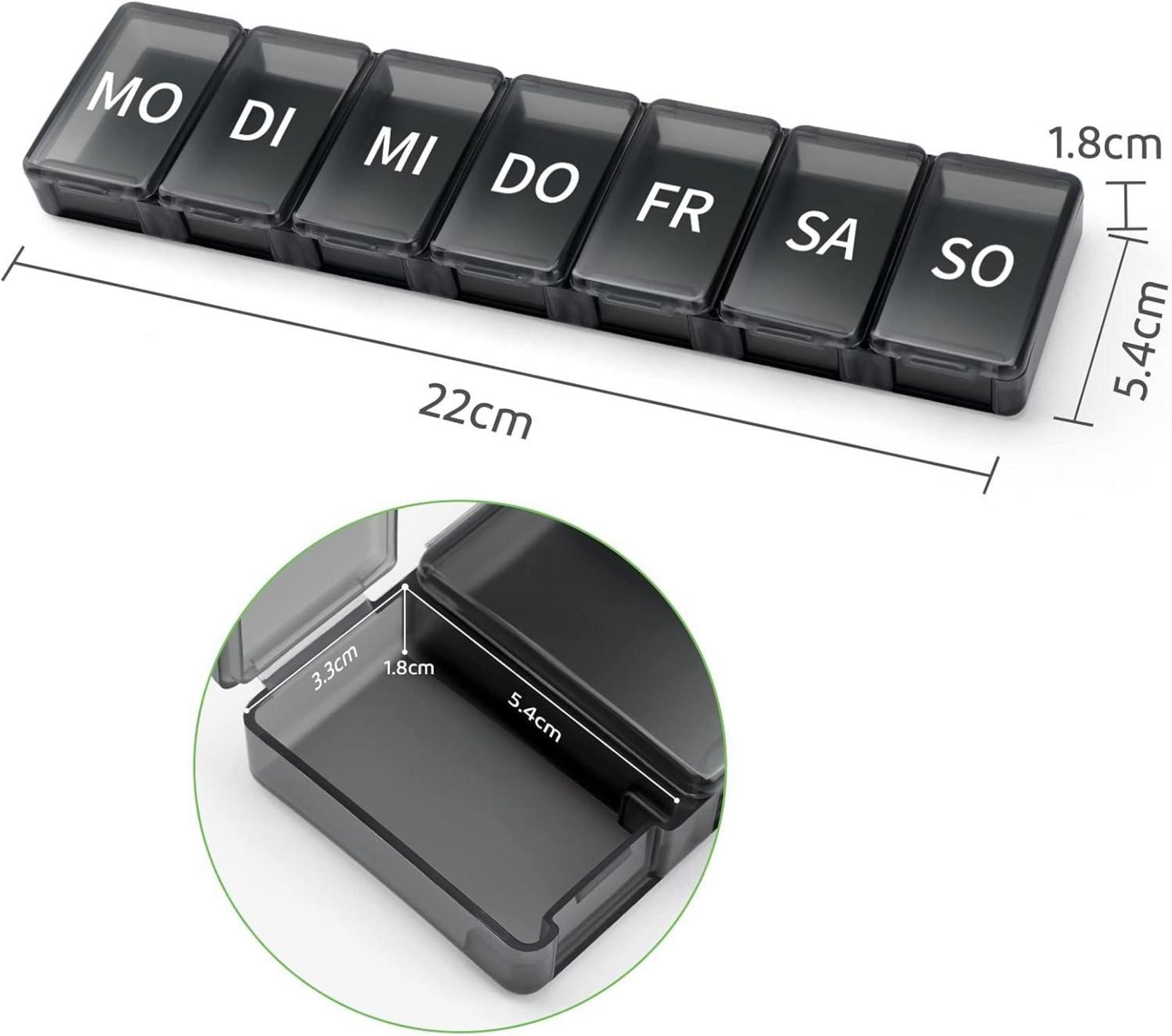 Tablettenbox 7 Tage Pillendose wochenbedarf Organizer 100% BPA-frei