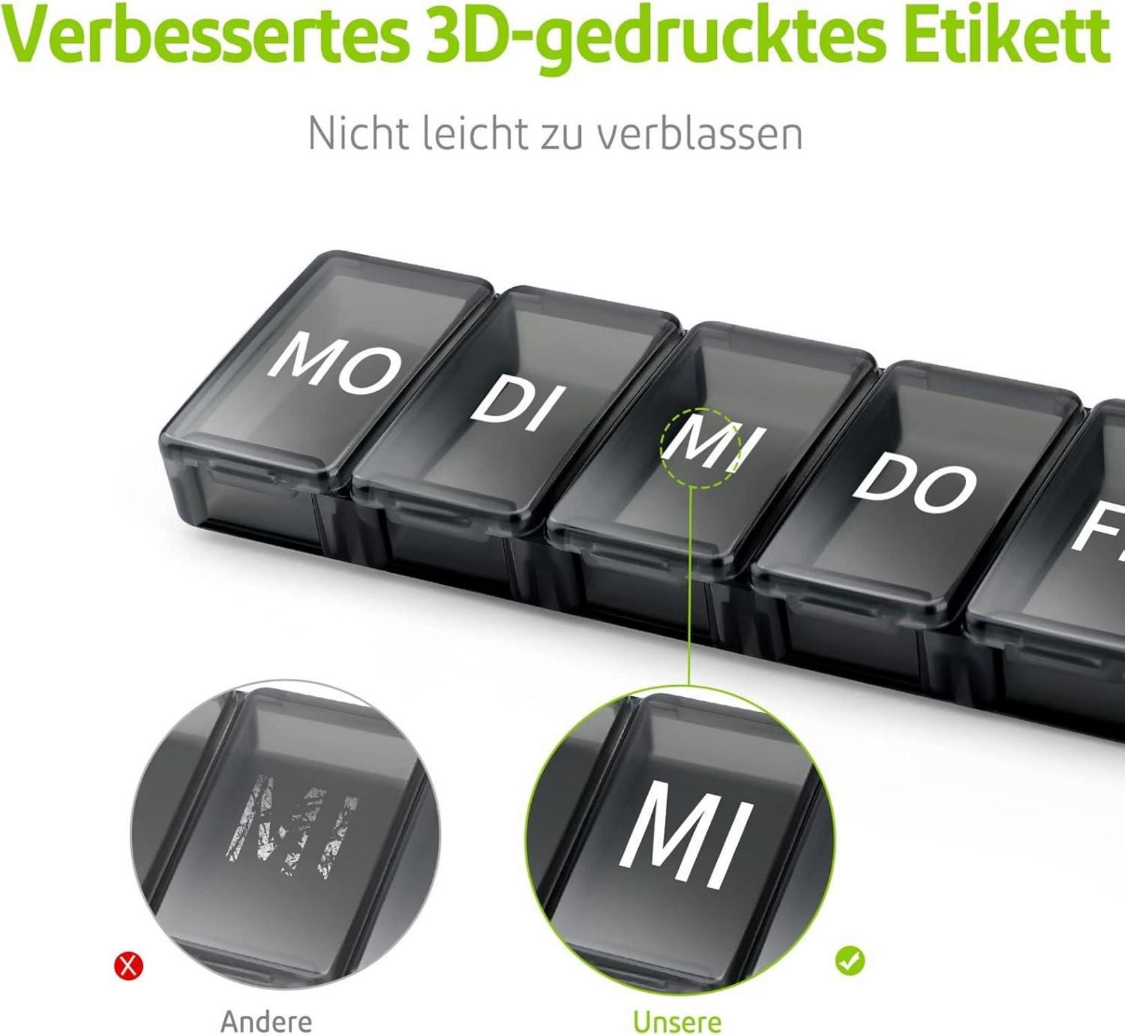 Pillendose Tablettenbox 7 Tage Organizer Medikamente Aufbewahren