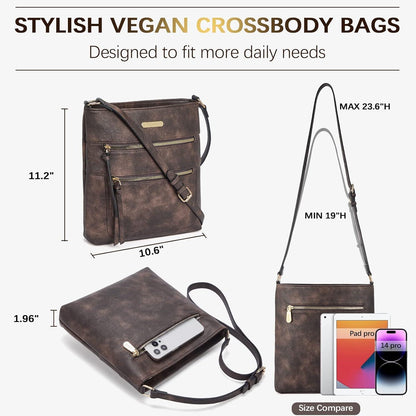 Handtasche Damen PU Leder Umhängetasche Mittelgroß Schwarz