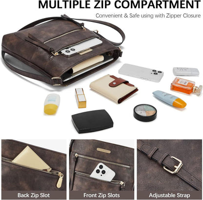 BOSTANTEN Damen Umhängetasche Mittel PU Leder Crossbody Kaffee