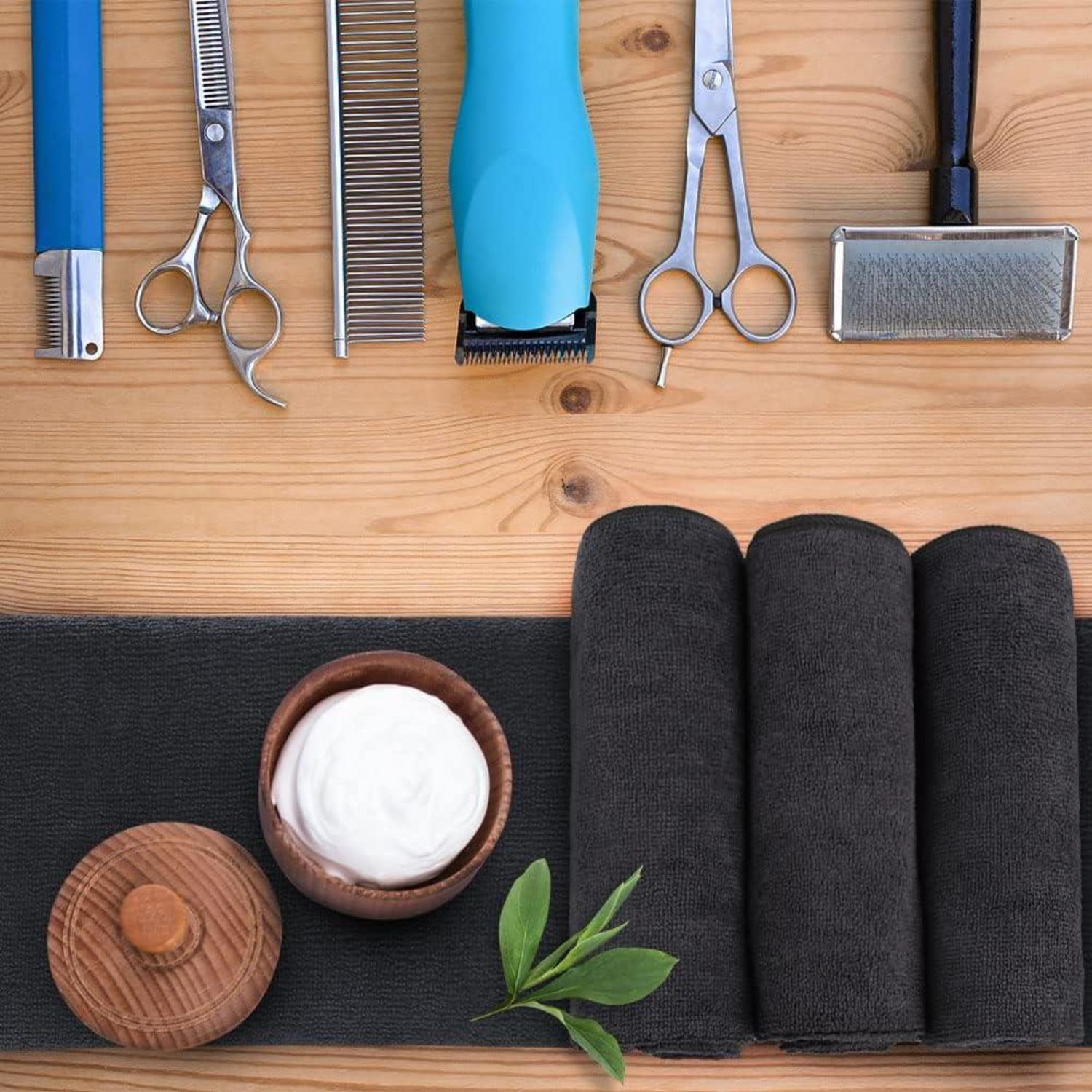 Schwarzes Mikrofaser-Salon-Handtuch 12er Pack 40x68 cm weich & saugfähig