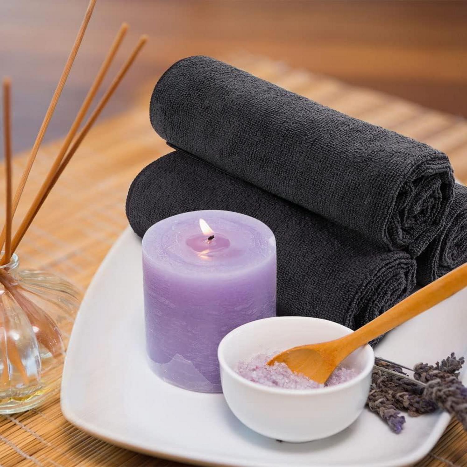 Schwarzes Mikrofaser-Salon-Handtuch 12er Pack 40x68 cm weich & saugfähig