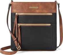 Damen PU Leder Umhängetasche Crossbody Schwarz Braun
