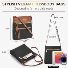 Damen Umhängetasche Mittelgroß Leder Crossbody Schwarz Braun