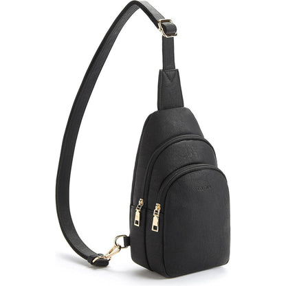 Telena Damen PU Leder Crossbody Sport Umhängetasche Schwarz