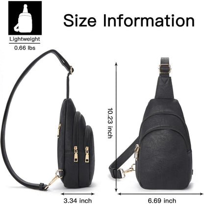 Telena Damen PU Leder Crossbody Sport Umhängetasche Schwarz