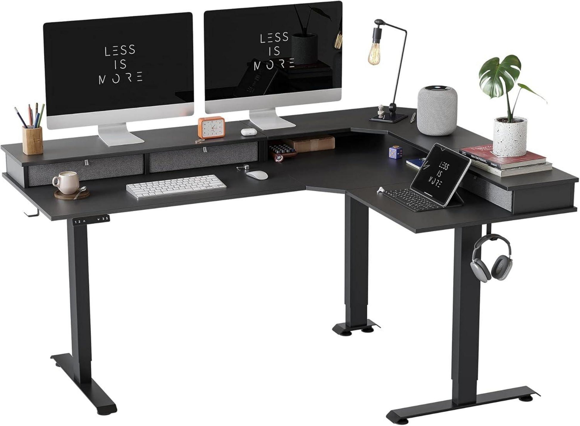 Höhenverstellbarer Schreibtisch Elektrisch 3 Motoren L-Form 160x120cm