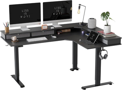 Höhenverstellbarer Schreibtisch Elektrisch 3 Motoren L-Form 160x120cm