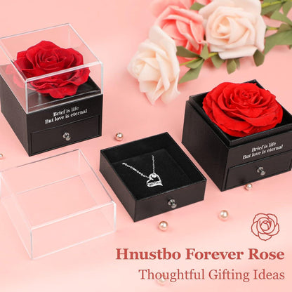 Ewige Rose Geschenkbox mit Mama Halskette, Rot