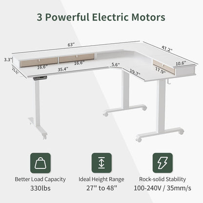 FEZIBO Elektrischer L-förmiger Schreibtisch 160x120cm