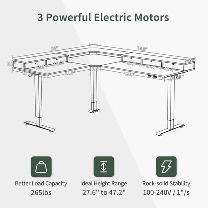 Elektrisch höhenverstellbarer Schreibtisch mit DREI
