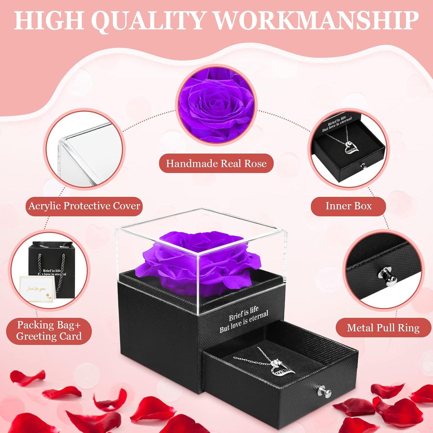 Ewige Rose Muttertagsgeschenk für Mama Halskette Geschenk Box