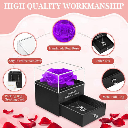 Ewige Rose Muttertagsgeschenk für Mama Halskette Geschenk Box