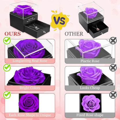 Ewige Rose Muttertagsgeschenk Mama Geschenkbox Halskette Lila
