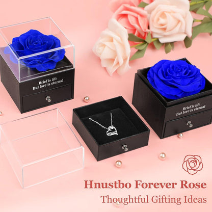 Ewige Rose Muttertagsgeschenk 'Mom' Halskette Blau