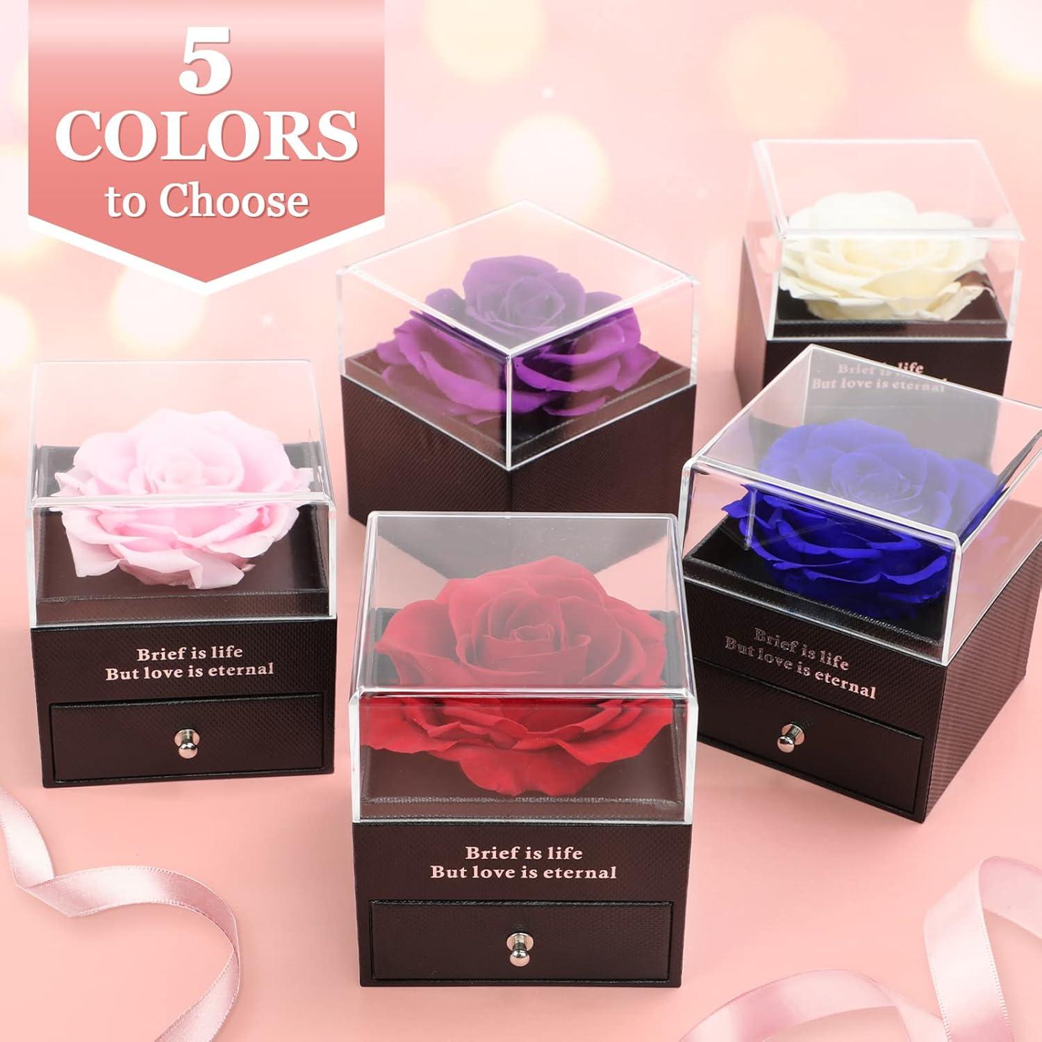 Ewige Rose Geschenkbox Mutter Mama Halskette Blau