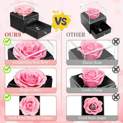 Muttertagsgeschenke Rose 'Mom' Halskette konserviert Ewige Blume Box