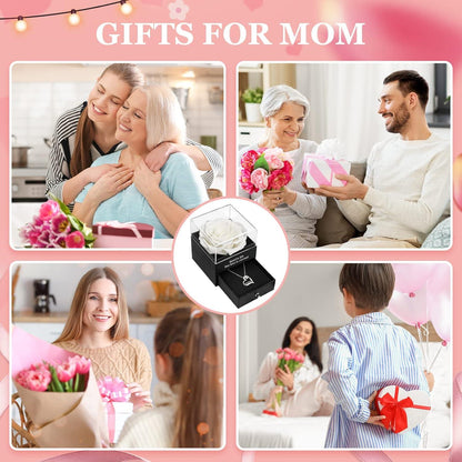 Muttertagsgeschenk: Ewige Rose 'Mom' Halskette, Konservierte