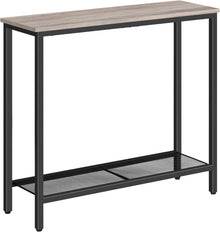 Konsolentisch mit Ablageregalen und industriellem Stil