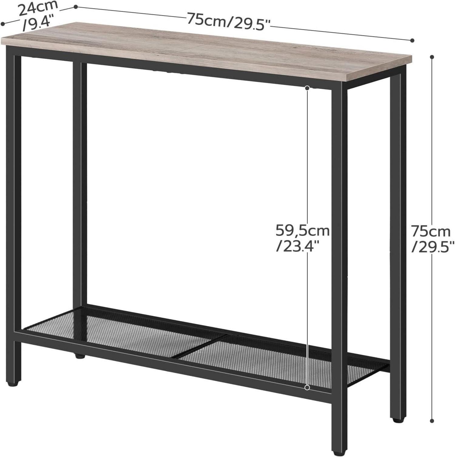 Konsolentisch mit Ablageregalen und industriellem Stil