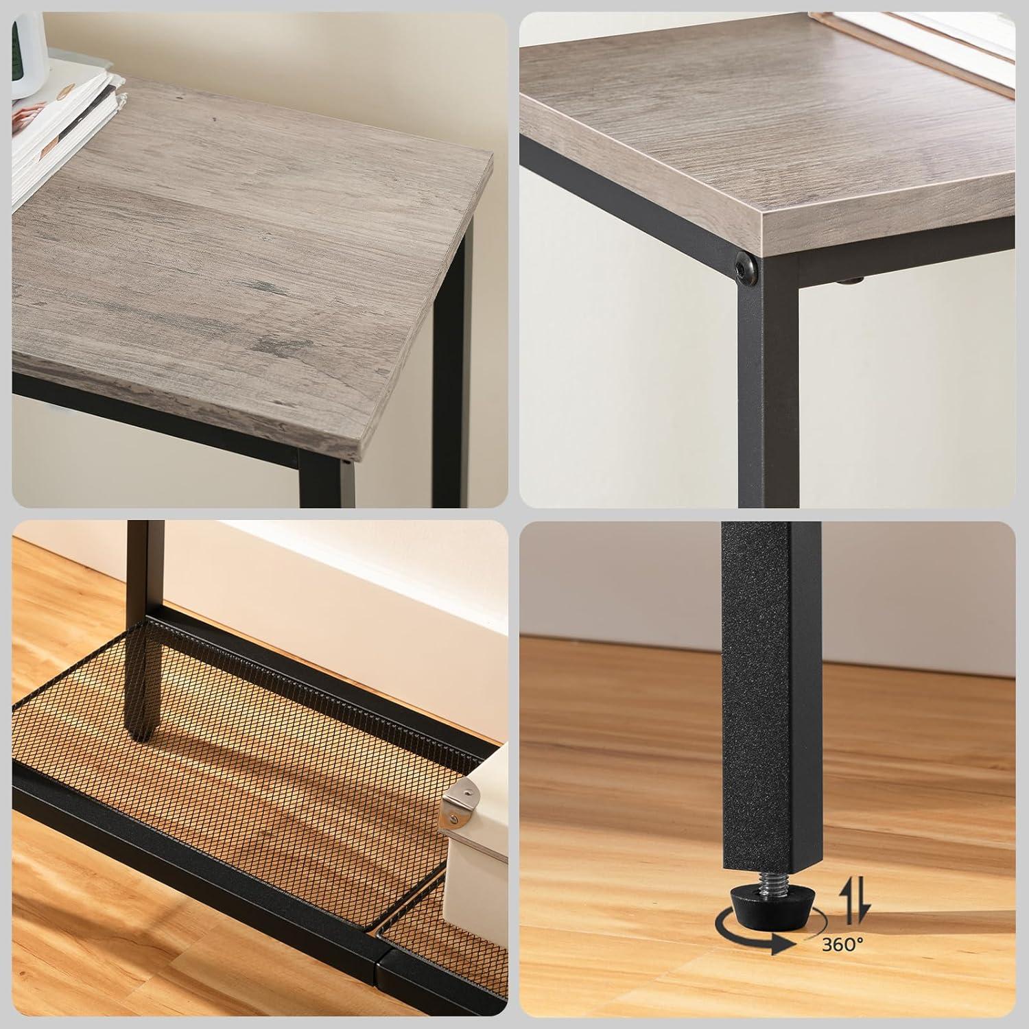 HOOBRO Schmaler Konsolentisch mit Ablageregalen 75x24x75cm - Greige/Schwarz