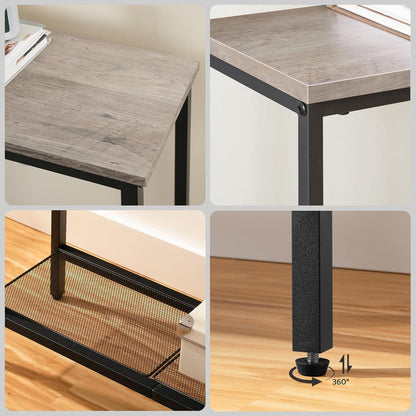 HOOBRO Schmaler Konsolentisch mit Ablageregalen 75x24x75cm - Greige/Schwarz