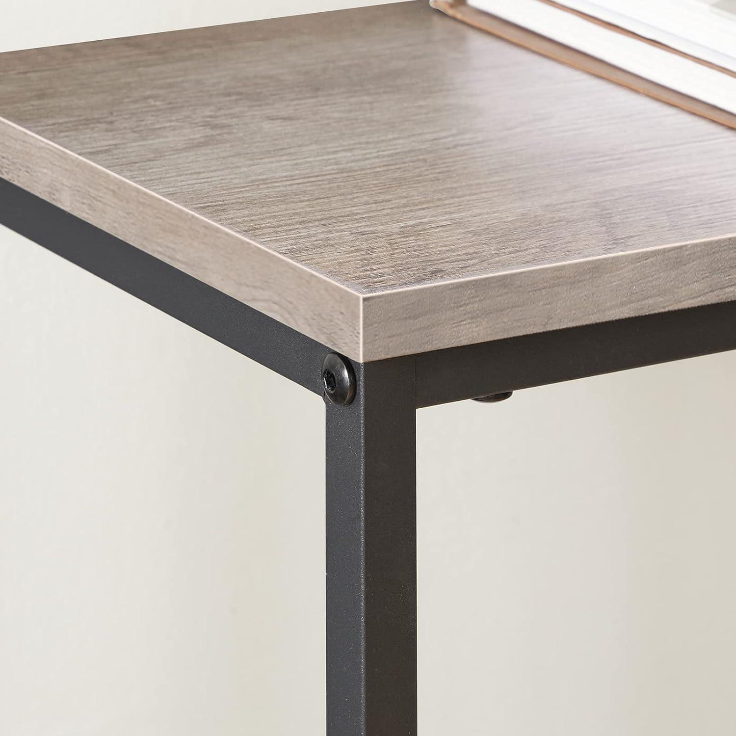 Schmaler Konsolentisch mit Ablageregalen Greige-Schwarz 75x24x75cm
