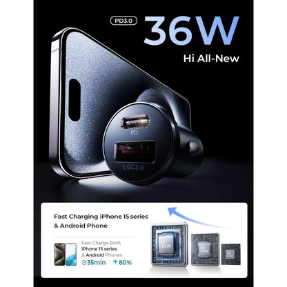 LISEN 2-Pack Zigarettenanzünder USB C Metall KFZ Ladegerät