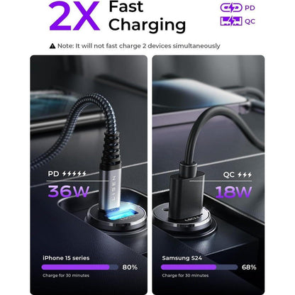 LISEN 2-Pack Zigarettenanzünder USB C Metall KFZ Ladegerät