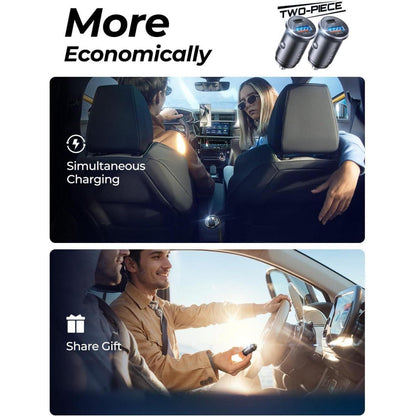 LISEN 2-Pack Zigarettenanzünder USB C Metall KFZ Ladegerät