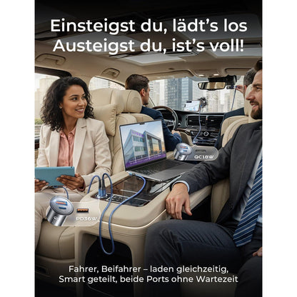 LISEN 2-Pack Zigarettenanzünder USB C Metall KFZ Ladegerät