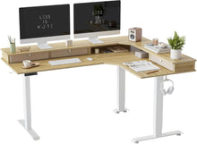 Höhenverstellbarer L-förmiger Schreibtisch 160 x 120 cm White/Beige