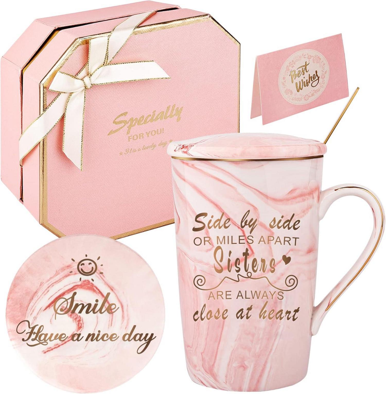 Schwestern Geschenke Becher Set side by side-Kaffeebecher 420ml Rosa